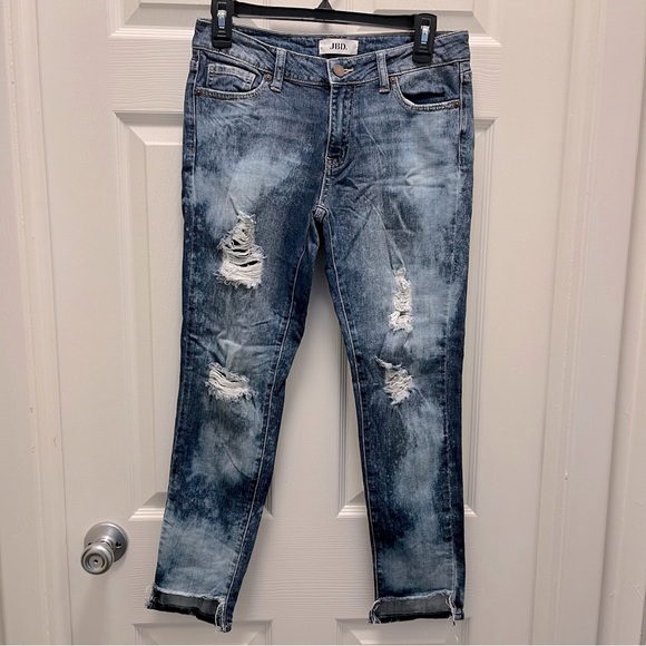 Just Black Denim - JBD by Just Black Denim Ankle Cropped Skinny Tie Dye Ripped Jeans